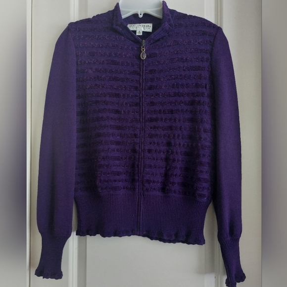 St John Purple Zip-Up Cardigan Sweater - Picture 1 of 7
